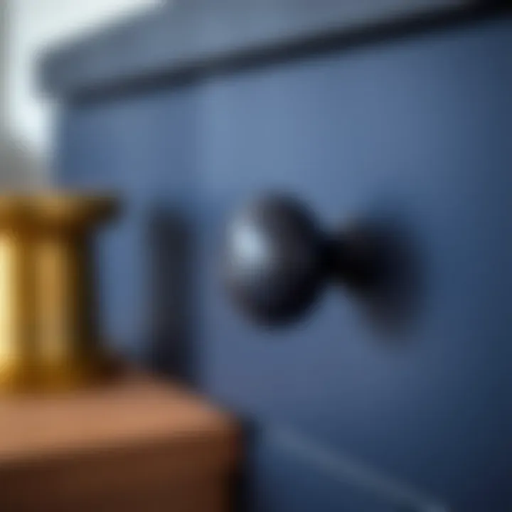Close-Up of Navy Knob in Minimalist Decor Close-up of navy knob in a minimalist setting