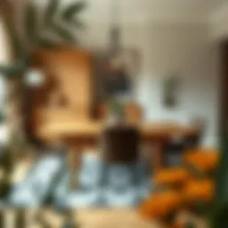 Elegant oak extendable dining table set with stylish chairs in a cozy dining room