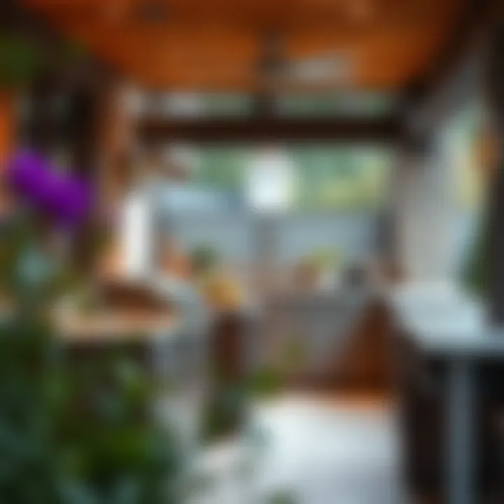 Stylish Outdoor Kitchen with Stainless Steel Cabinets Stylishly integrated outdoor kitchen featuring stainless steel topped cabinets