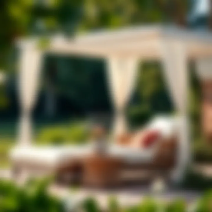 Elegance of Outdoor Canopy Chaises Elegant outdoor canopy chaise in a serene garden setting