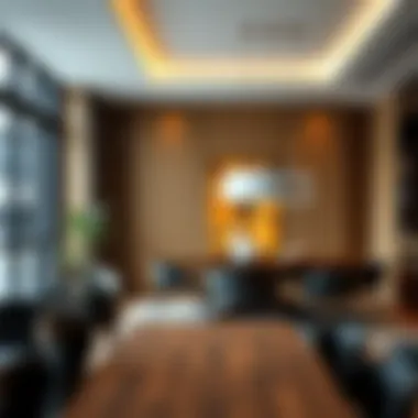 Artistic design of a portable wall divider enhancing a dining area