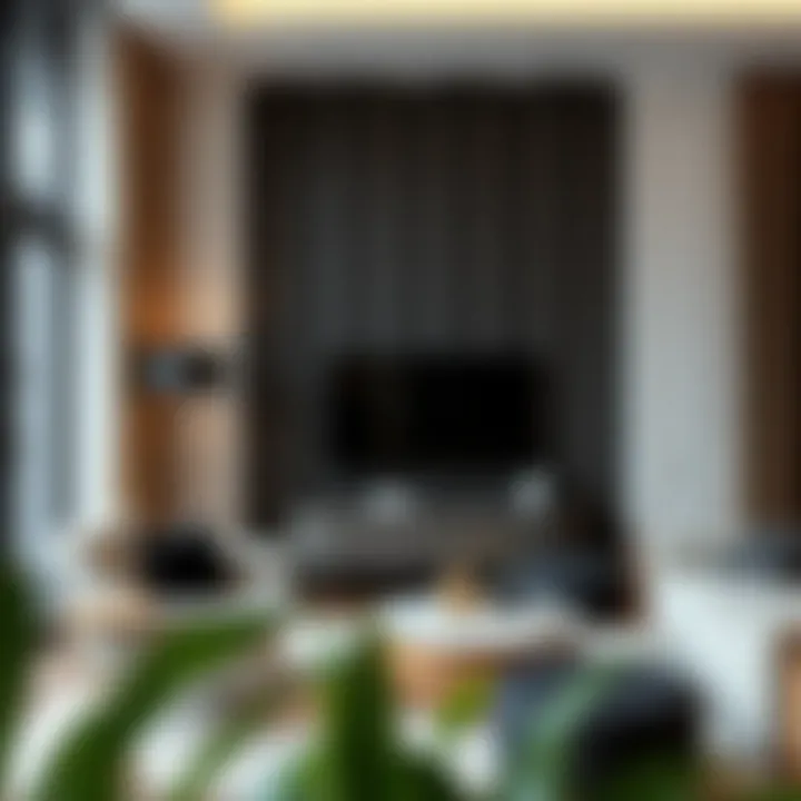 Modern portable wall divider in a stylish living room setting