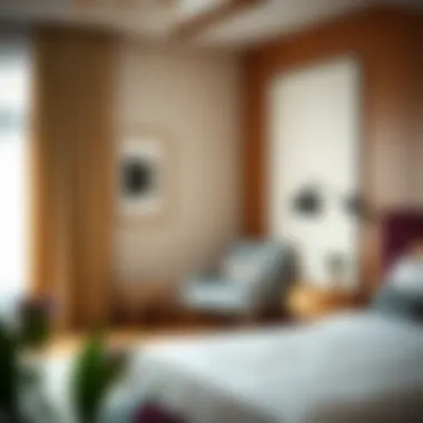 Small arm chair placed strategically in a bedroom layout