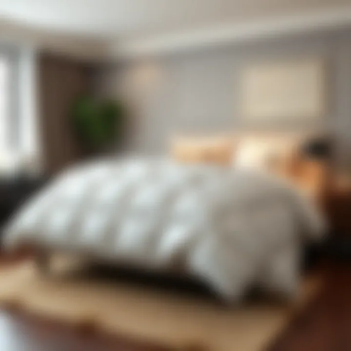 Elegant Light Warm Comforter in a Stylish Bedroom Elegant light warm comforter in a stylish bedroom setting