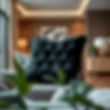 Luxurious velvet chair cushion enhancing a modern living room
