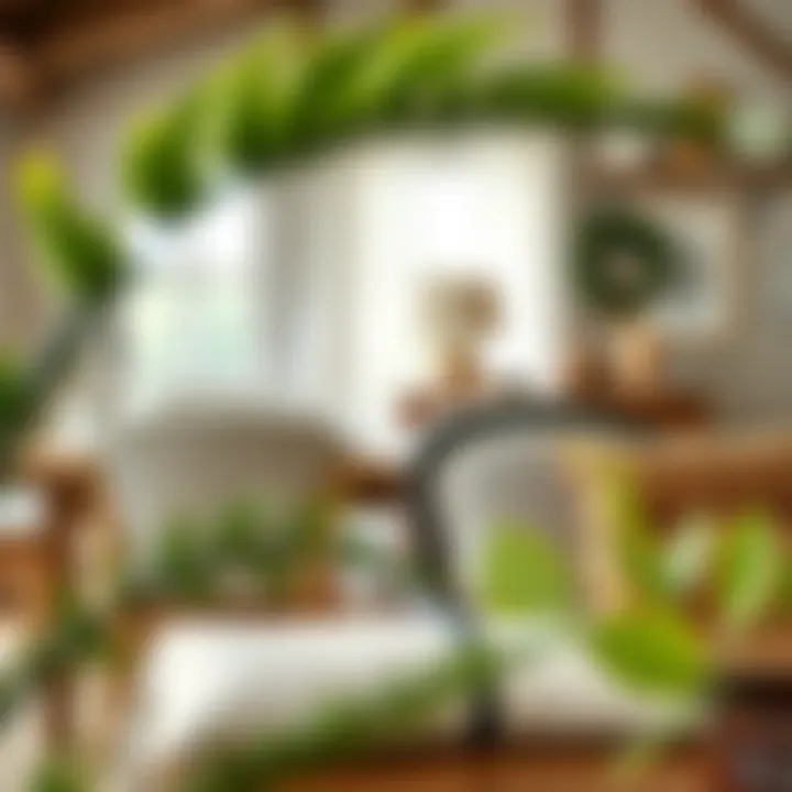 Natural fiber chair cushions complementing a rustic dining area