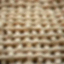 Close-up of vintage waffle weave texture highlighting intricate patterns