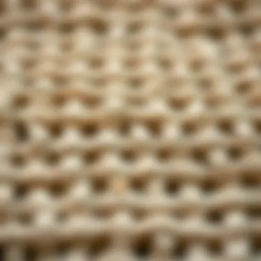 Close-up of vintage waffle weave texture highlighting intricate patterns
