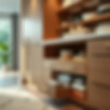 Stylish toe kick storage integrated into modern cabinetry