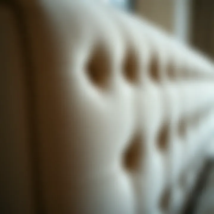 Intricate Tufting Details on Headboard Close-up of intricate tufting details on a headboard