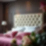 Luxurious tufted headboard in a modern bedroom setting