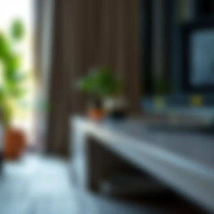 Close-up of materials used in a stylish TV stand