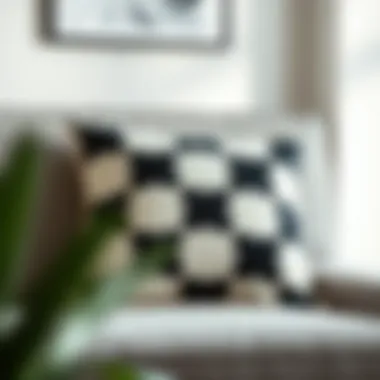 A contemporary geometric patterned throw pillow cover in monochrome colors