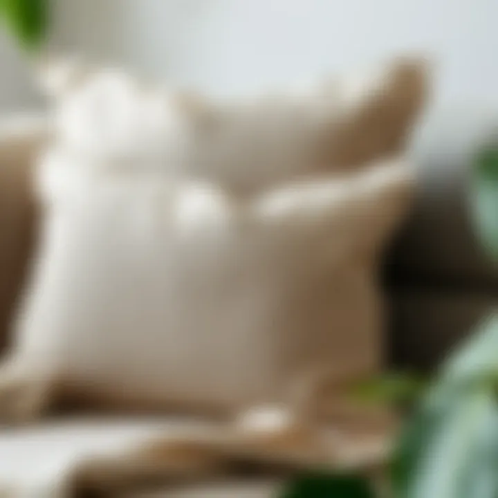 A rustic throw pillow cover made from natural linen with a subtle texture