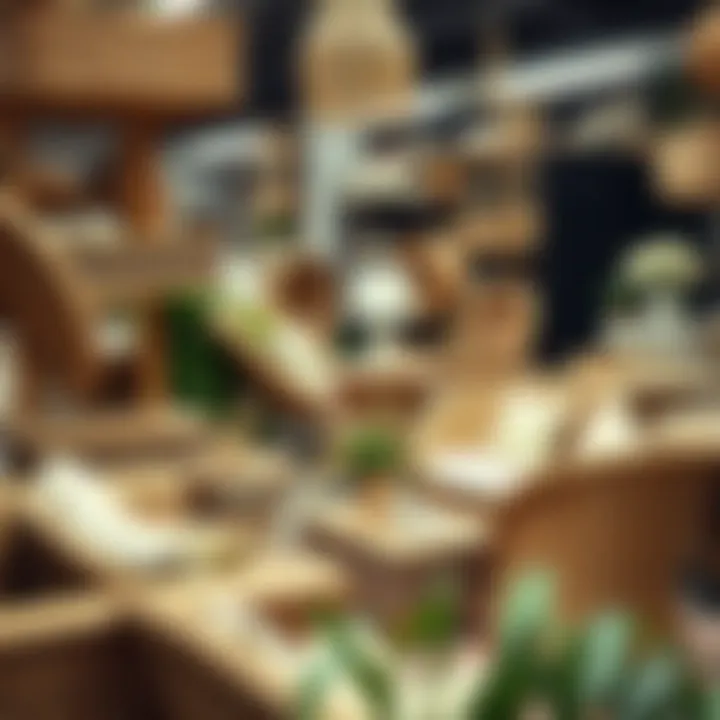 Diverse styles of second-hand wicker furniture displayed in a shop