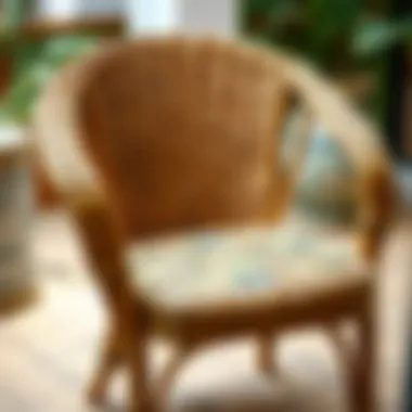 Vintage wicker chair showcasing intricate design details