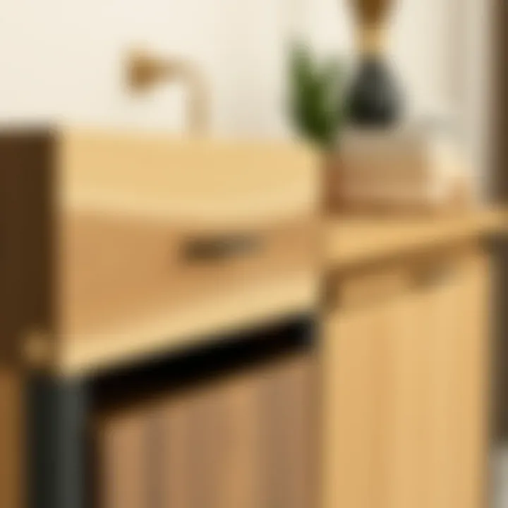 Stylish console cabinet showcasing various materials like wood and metal