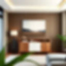 A beautifully designed console cabinet in a modern living room setting