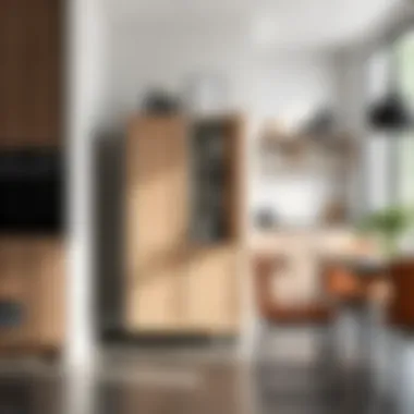 Stylish rolling kitchen storage cabinet in modern kitchen setting