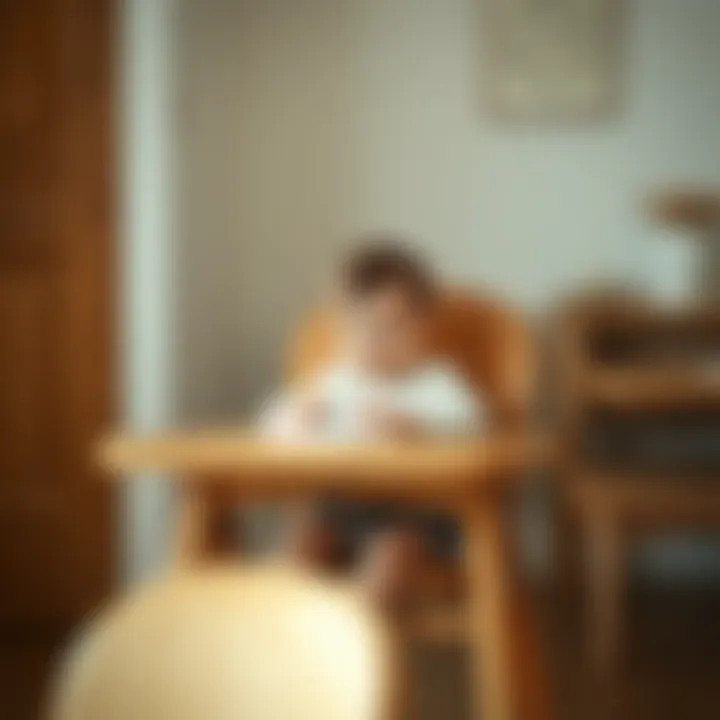 Safety Features of Wooden High Chairs Child safely seated in a wooden high chair with tray during mealtime
