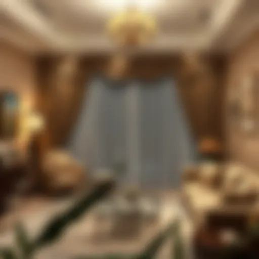 Elegant living room featuring voile embroidered curtains