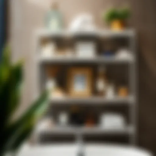 Stylish white metal bathroom shelves showcasing elegant decor