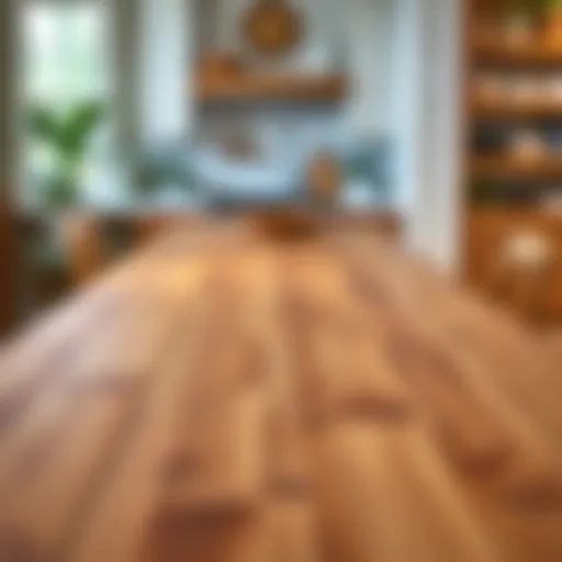 Elegant butcher block countertop showcasing natural wood grain