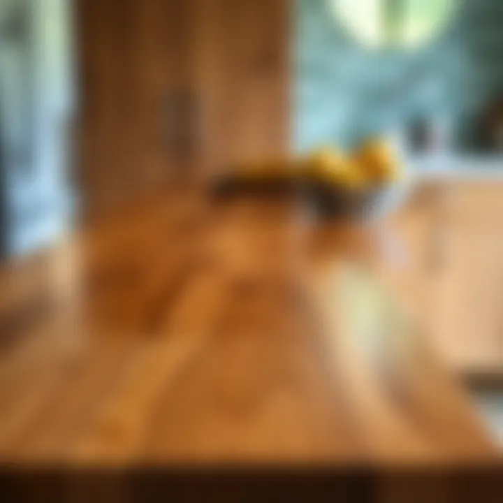 Close-up of a well-maintained butcher block with a shining finish