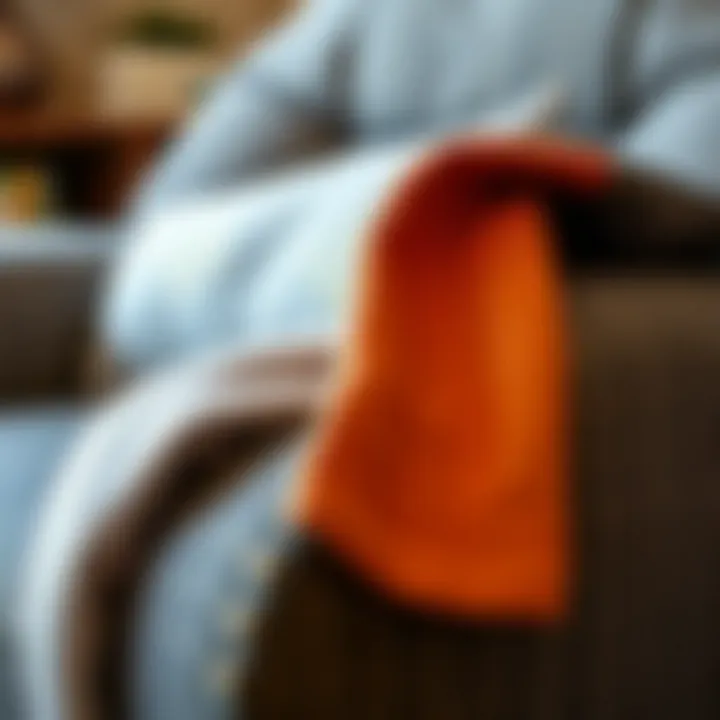 Close-up of fabric selection for oversized recliner chair slipcovers