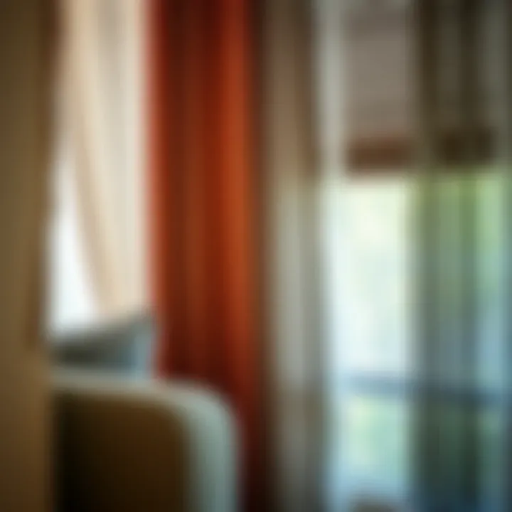 Diverse fabrics and textures of curtains, blinds, and shades displayed