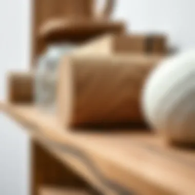 Close-up view of materials used in floating shelf design