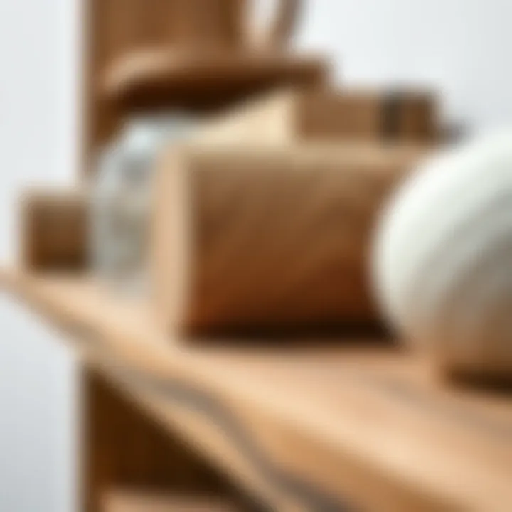 Close-up view of materials used in floating shelf design