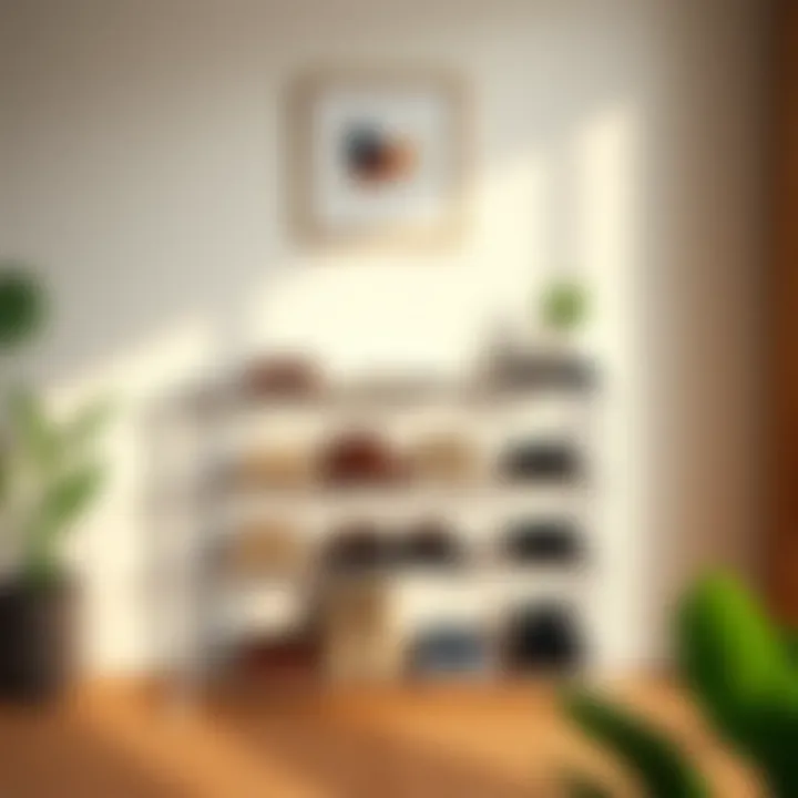 Stylish design of a foldable shoe rack enhancing home decor