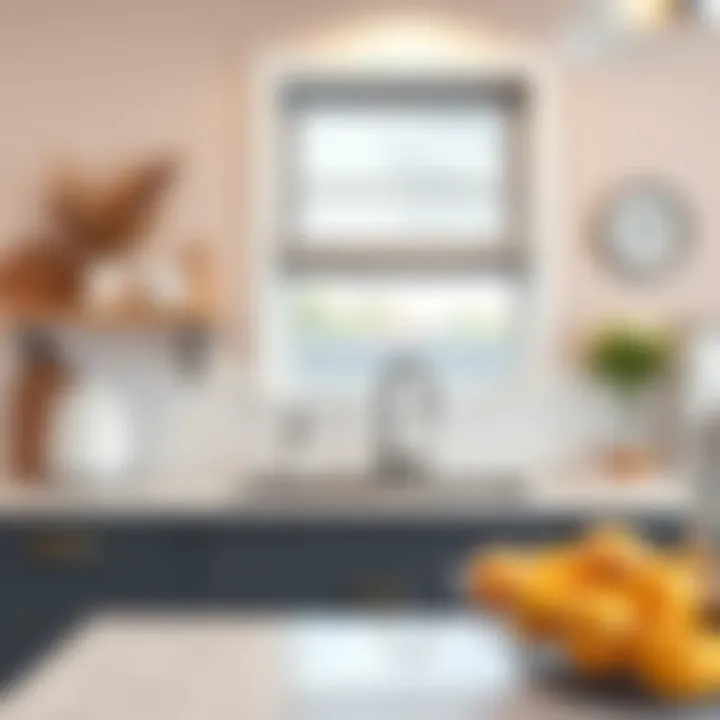 Functional layout of a kitchen featuring an over the sink dish rack