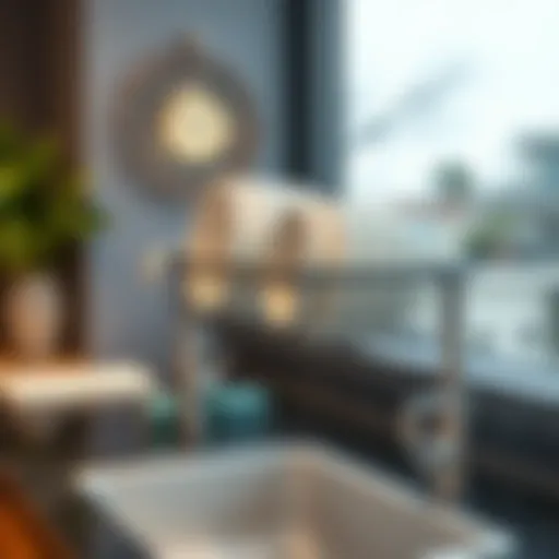 Stylish over the sink dish rack designed for tall faucets