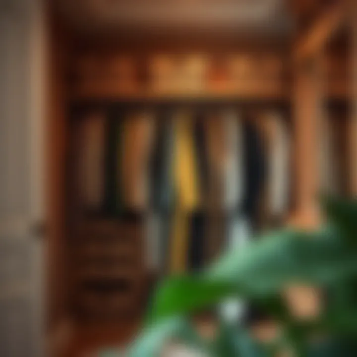 Organized closet with hanging dust covers