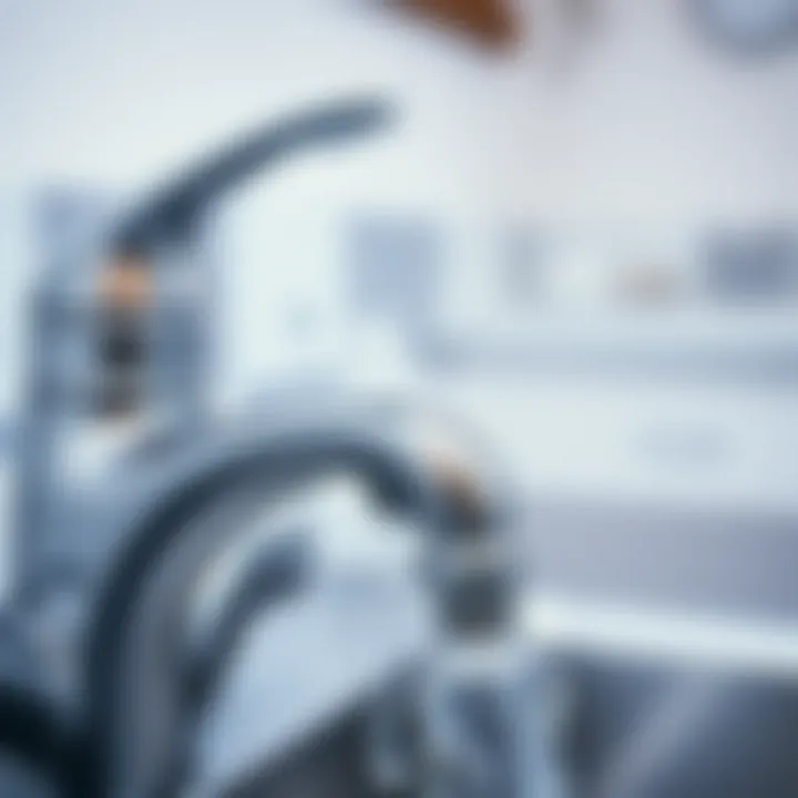 Efficient Water Flow from High Pressure Faucet Close-up of water flow from a high pressure faucet