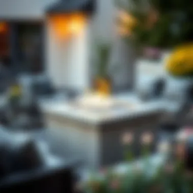 Modern fire pit table surrounded by cozy seating