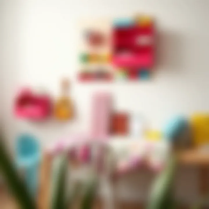 Colorful wall organizer in a children's room
