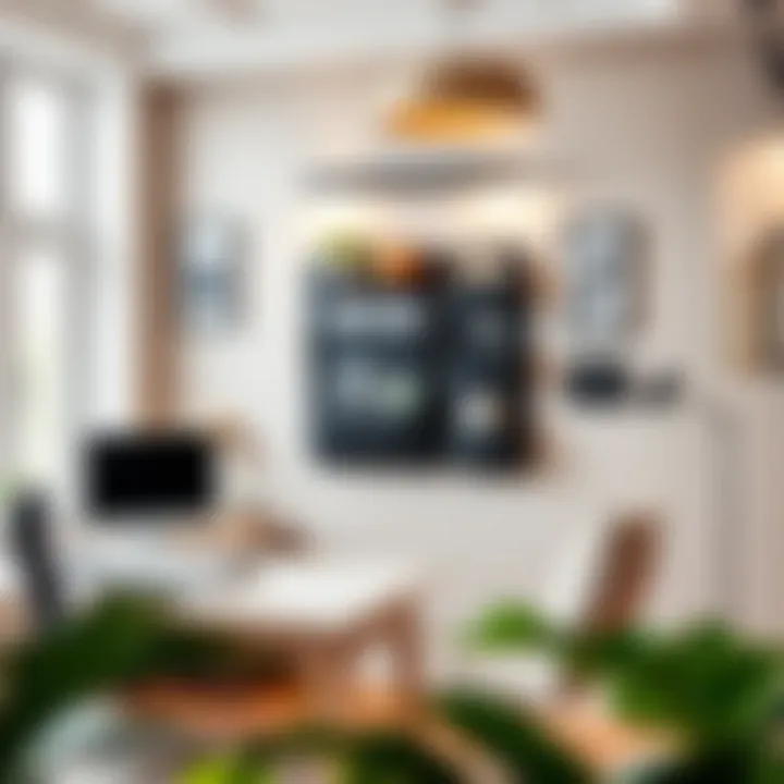 Modern wall organizer installed in a cozy home office