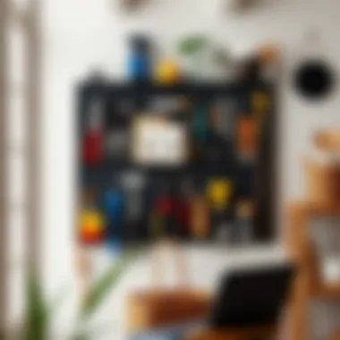 Stylish wall organizer displaying tools and decorations