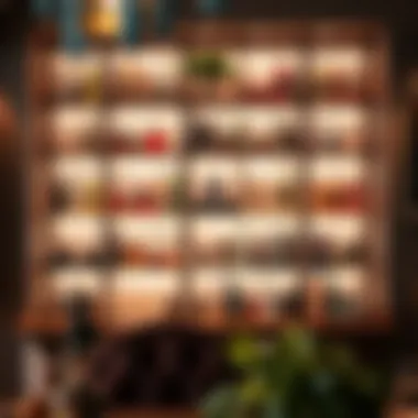 Creating Ambiance: The Stylish Liquor Shelf Stylish liquor shelf with warm lighting enhancing the ambiance