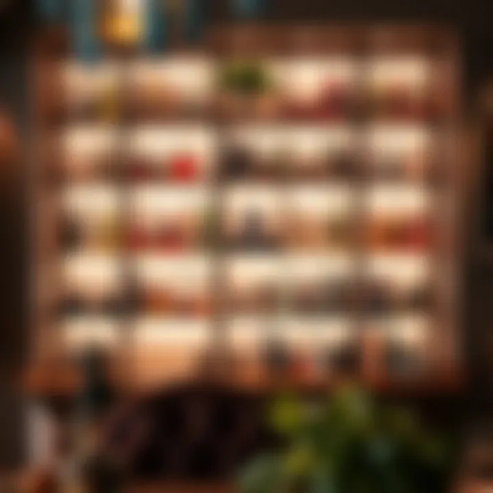 Creating Ambiance: The Stylish Liquor Shelf Stylish liquor shelf with warm lighting enhancing the ambiance