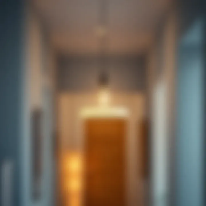 Modern Pendant Lighting in Hallway Elegant pendant light illuminating a modern hallway.