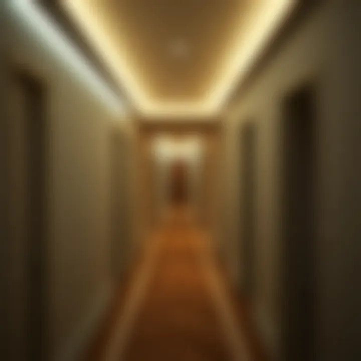 Innovative LED Strip Lighting in Hallways LED strip lighting accentuating hallway architecture.