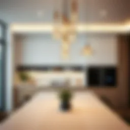 Elegant pendant lights illuminating a modern kitchen island