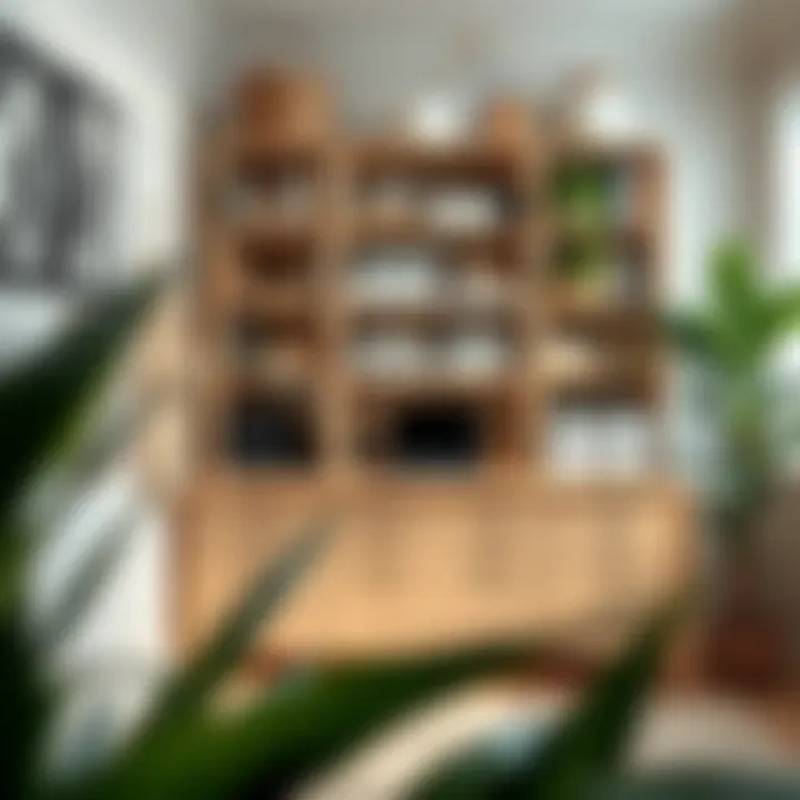 Home office featuring an organized file cabinet setup