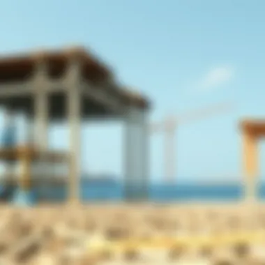 Construction phase of an artificial island highlighting advanced engineering techniques