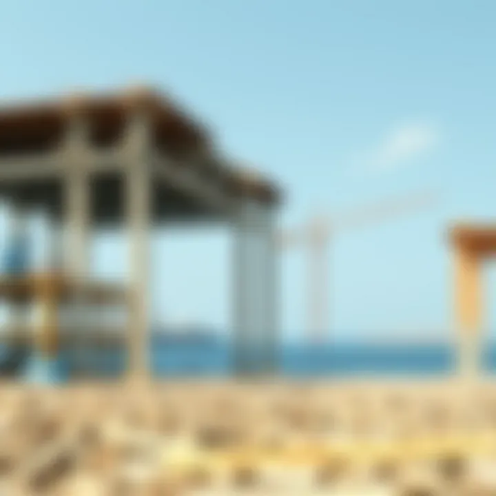 Construction phase of an artificial island highlighting advanced engineering techniques