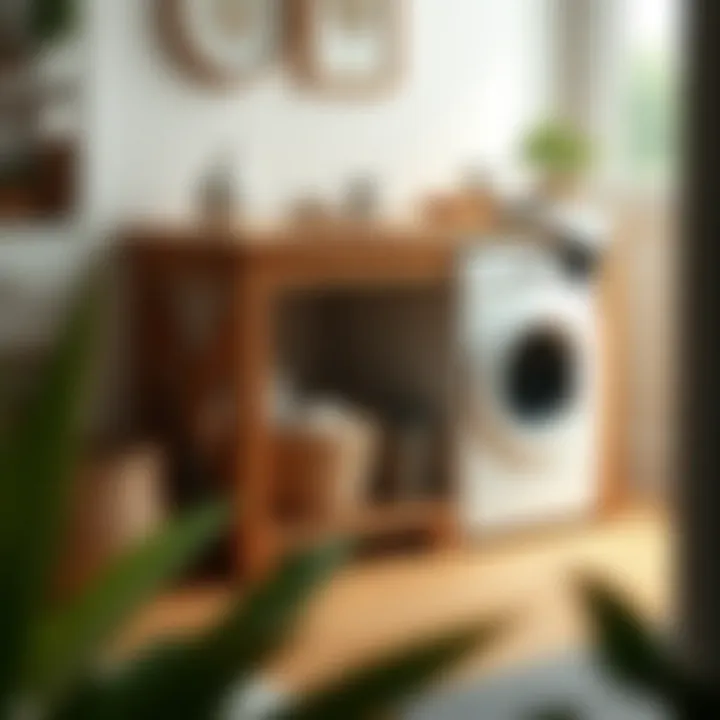 Natural wood laundry table enhancing aesthetic appeal in laundry spaces